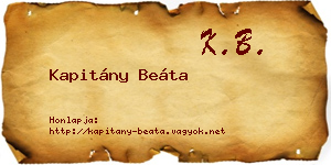 Kapitány Beáta névjegykártya