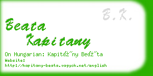 beata kapitany business card